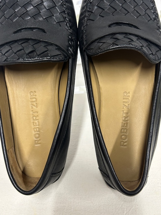 Robert Zur Black Woven Leather Penny Loafers main image 8